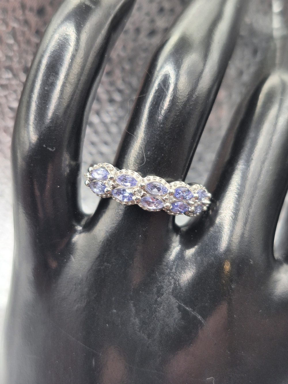 Genuine Tanzanite And White Zircon Band